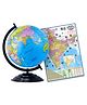 Fiddlerz Educational Globe with India Political Map for Kids 2 in 1 Learning Set Rotating World Globe and Colorful Map for Geography Study - Black