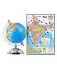 Fiddlerz Educational Metal Base Globe with India Map - Multicolor