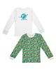 D'chica Pack Of 2 Full Sleeves Tiger Print Thermal Tees - Green & White