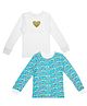 D'chica Pack Of 2 Full Sleeves Rainbow Print Thermal Tees - Blue & White