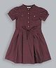ShopperTree Short Sleeves Buttoned Dress - Maroon