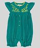 ShopperTree Cap Sleeves Floral Design Yoke Romper - Green