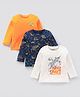 Bonfino Full Sleeves T-Shirts Rocket Print - White Orange Navy Blue