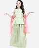 Fairies Forever Sleeveless Peplum Top With Zari Skirt & Dupatta Set - Sea Green