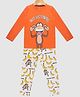 Little Marine Monkey Printed Full Sleeves Night Suit - Orange