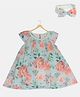 Creative Kids Cap Sleeves Floral Print Fit And Flare Onesie Dress With & Headband - Green Pink