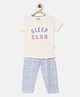 Mackly Half Sleeves Sleep Club Printed Night Suit - Light Pink