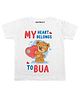 KNITROOT Half Sleeves My Heart Belongs To Bua Printed Tee - White