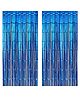 Crackles Metallic Fringe Curtains Blue Pack of 2 - Height 182 cm
