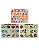 Enjunior Box Wooden Alphabets Fruits and Vegetables Puzzle with Knobs Multicolour - 50 Pieces