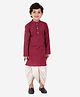 Tiny Bubs Full Sleeves Striped Kurta With Dhoti - Maroon
