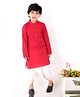 Tiny Bubs Full Sleeves Striped Kurta With Dhoti - Red