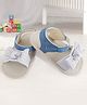 Baby Moo Bow Detailed Striped Booties - Blue