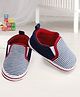 Baby Moo Striped Slip On Booties - Red