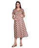 Mamma's Maternity Half Sleeves Printed Dress - Brown
