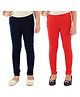 Kids Cave Pack Of 2 Full Length Solid Leggings - Blue & Red