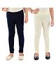 Kids Cave Pack Of 2 Full Length Solid Leggings - Blue & Beige