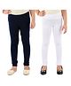 Kids Cave Pack Of 2 Full Length Solid Leggings - Blue & White