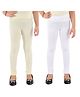 Kids Cave Pack Of 2 Full Length Solid Colour Leggings - White & Beige