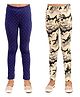Kids Cave Combo Pack Of 2 Full Length Camouflage & Polka Dotted Leggings - Beige Blue