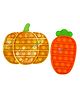 FunBlast Pumpkin with Carrot Bubble Stress Relieving Silicone Pop It Pack of 2 - Multicolor