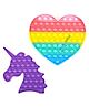 FunBlast Jumbo Heart & Unicorn Pop it Silicon Fidget Toy Pack of 2 - Multicolor