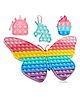 FunBlast Jumbo Butterfly with 3 Keychain Pop it Silicon Fidget Toy Pack of 4 - Multicolor