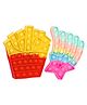 Fiddlerz Push & Pop Bubble Stress Relieving Silicone Pop It Fidget Toy Pack of 2 - Multicolour