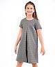 Primo Gino Half Sleeves Party Wear Frock Checks - Grey