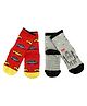 NoFall Pack Of 2 Pairs Ankle Length Cars & Robot Design Antiskid Socks - Red & Grey