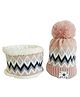 SYGA Mom's Velvet Neck Scarf & Beanie Hat Pink - Circumference 54 cm