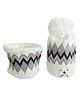 Syga Mom Velvet Neck Scarf & Beanie Hat White - Circumference 54 cm