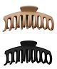 Syga Hair Claw Clips Pack of 2 -  Beige Black