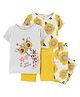 Carter's 4-Piece Giraffe Sunflower 100% Snug Fit Cotton PJs - Yellow White