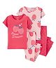 Carter's 4-Piece Raspberries 100% Snug Fit Cotton PJs - Fuchsia Light Pink