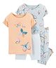 Carter's  4-Piece Butterfly 100% Snug Fit Cotton PJs - Orange Light Grey