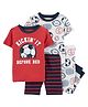 Carter's 100% Snug Soccer Printed Tees With Cotton Snug Fit Pajama Set - Multi Colour