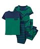 Carter's  4-Piece Whale 100% Snug Fit Cotton PJs - Green Navy Blue