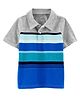 Carter's Striped Jersey Polo - Light Grey Royal Blue