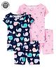 Carter's 4-Piece Snail 100% Snug Fit Cotton PJs - Navy Blue Light Pink