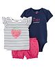 Carter's 3-Piece Strawberry Tee & Little Short Set with Onesie - Multicolor