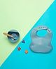Baby Moo Waterproof Silicon Bib And Bowl Dinner Set - Bluish Grey