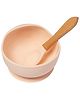 Baby Moo Light Peach Silicon Bowl And Spoon Dinner Set - Light Peach