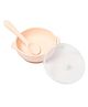 Baby Moo Peach Silicon Bowl With Lid And Spoon Dinner Set - Peach