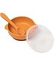 Baby Moo Brown Silicon Bowl With Lid And Spoon Dinner Set - Brown