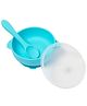 Baby Moo Silicon Bowl With Lid And Spoon Dinner Set - Blue