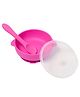 Baby Moo Silicon Bowl With Lid And Spoon Dinner Set - Magenta