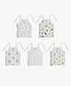 A Toddler Thing Sleeveless Pack Of 5 Muslin Animal & Abstract Printed Jhablas - White