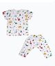 A Toddler Thing Muslin Short Sleeves Dinosaur Print Night Suit - White