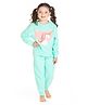 Cherry Crumble By Nitt Hyman Full Sleeves Unicorn Patch Detailing Tee & Pajama Set - Sea Green